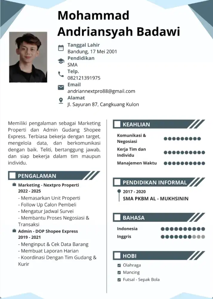 Pria 24 Tahun Siap Kerja – Bandung