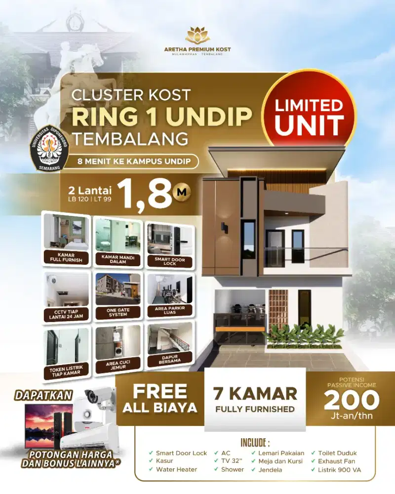 RUMAH KOST PREMIUM FULL FURNISH MULAWARMAN UNDIP TEMBALANG