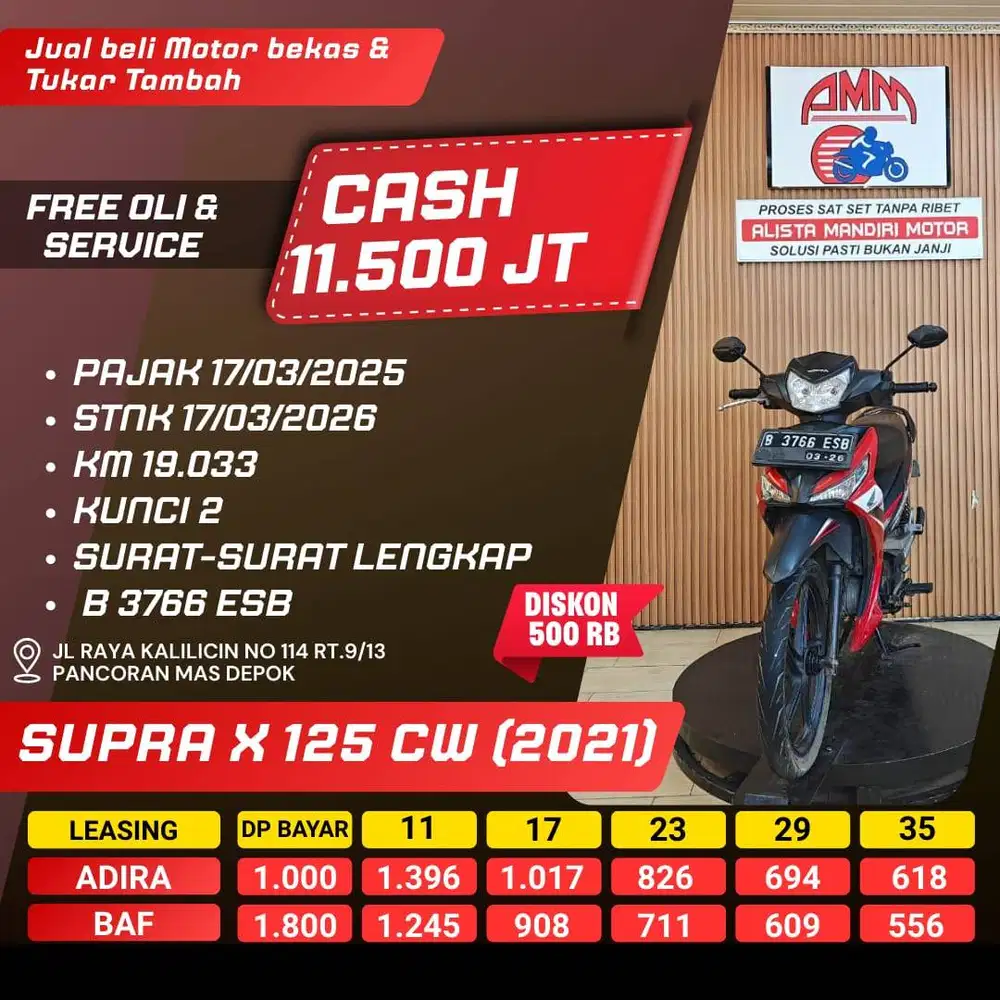SUPRA X 125 TH 2021 BISA CASH/KREDIT/TRADE IN/BAYAR PAKAI CC/PAYLATER