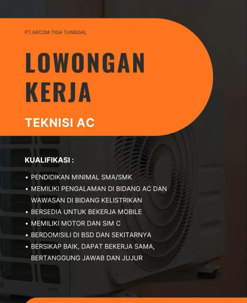 Lowongan Kerja TEKNISI AC