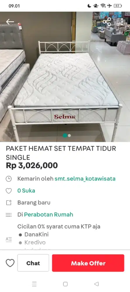 Dipan ukuran 100x90 plus kasur in the box