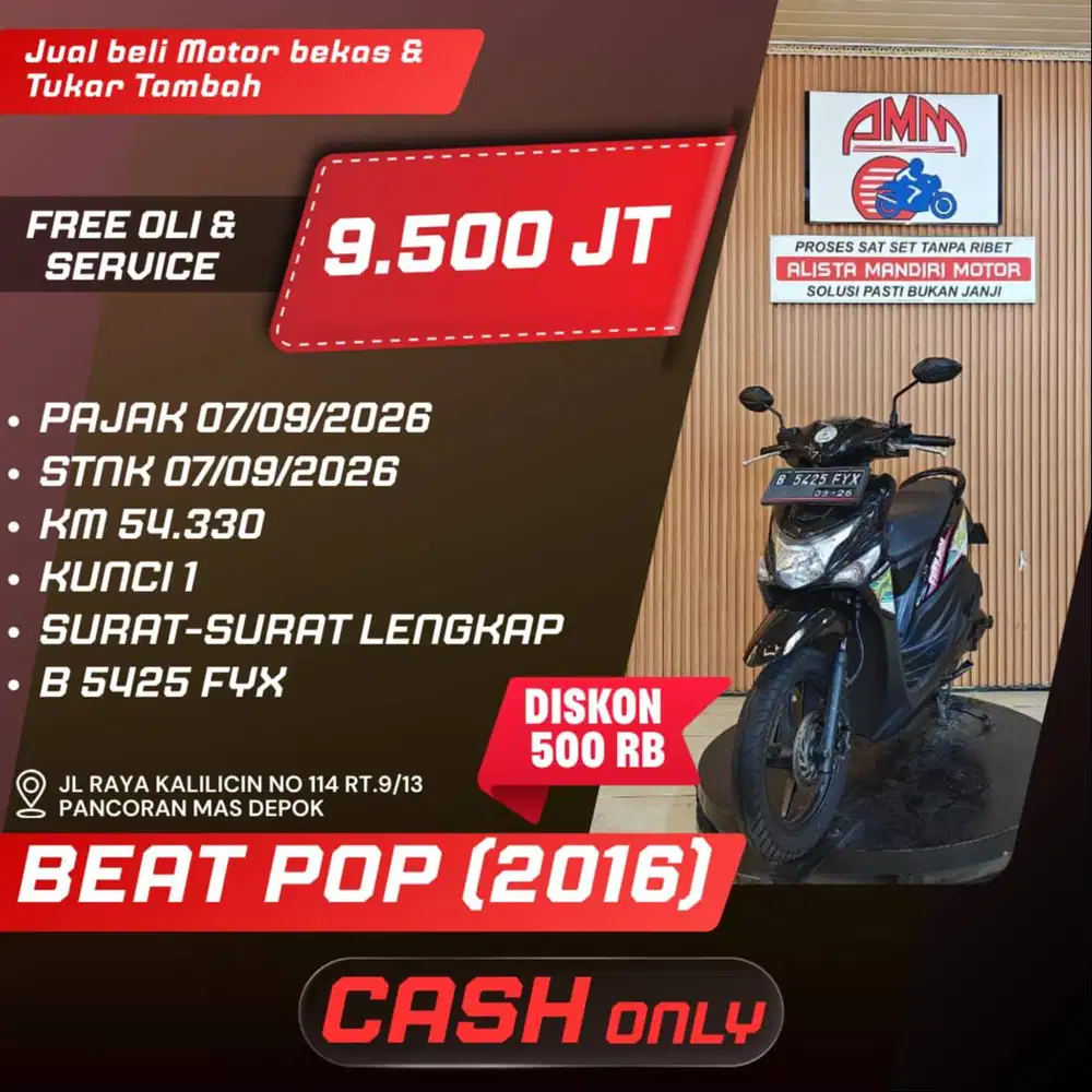 BEAT POP TH 2016 BISA CASH/TUKAR TAMBAH / BAYAR PAKAI CC/ PAYLATER