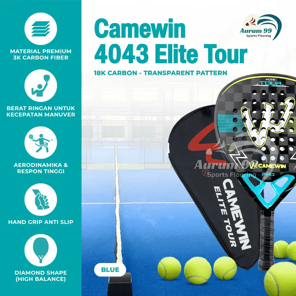 Racket Padel Camewin 4043 (Blue) - Paddle Tennis Racket | Raket Padel