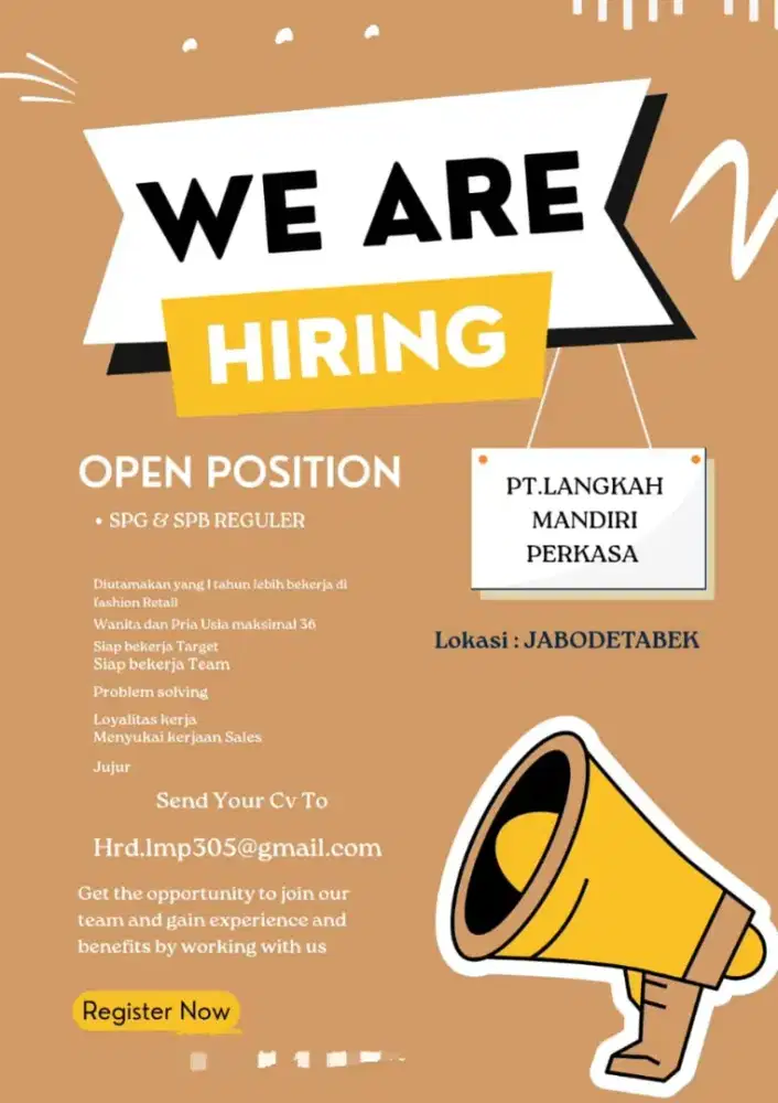 Dibuka Lowongan SPG/SPB