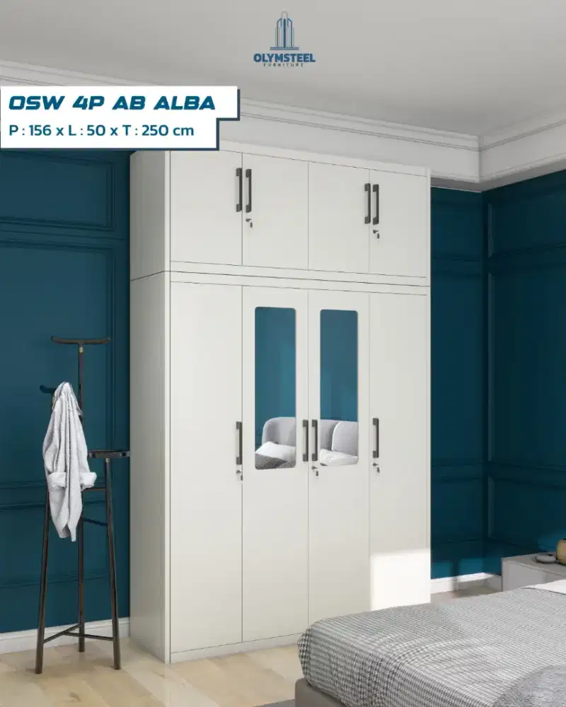 Lemari baju besi pintu geser T.250cm x P.150cm