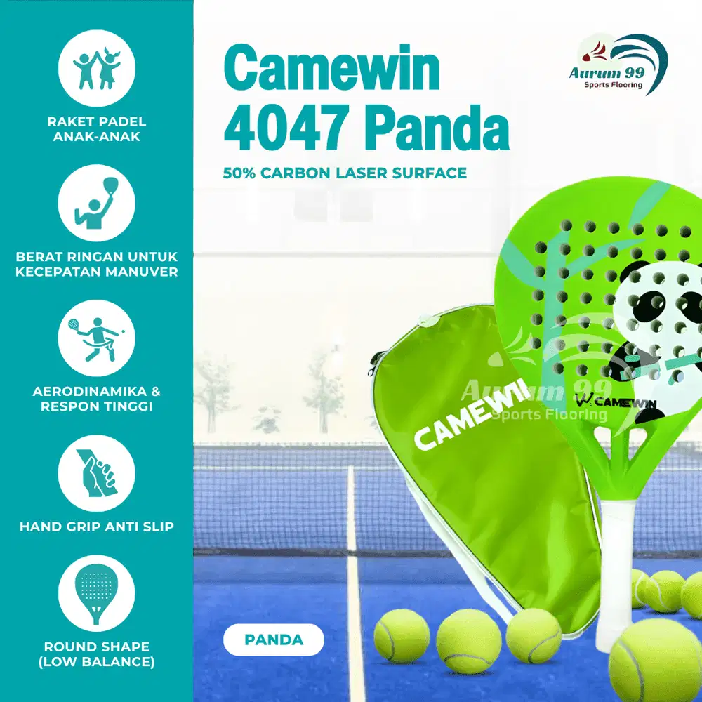 Camewin 4047 Padel Racket - Raket Padel Anak | Racket Paddle (Panda)