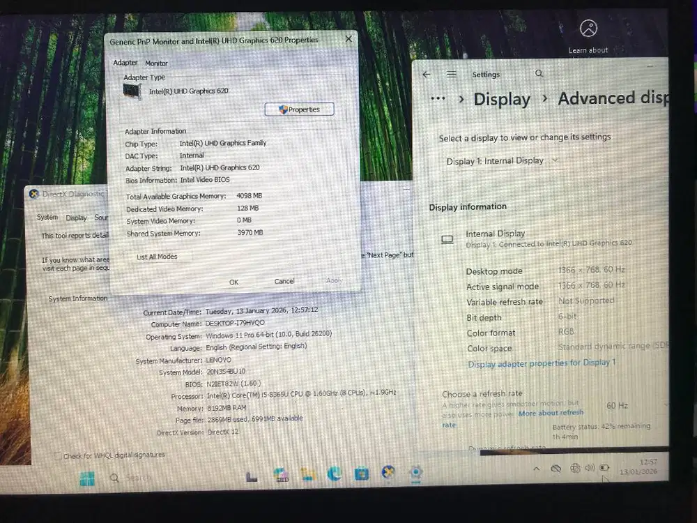 LENOVO THINKPAD T490 RAM. 8GB SSD 256GB