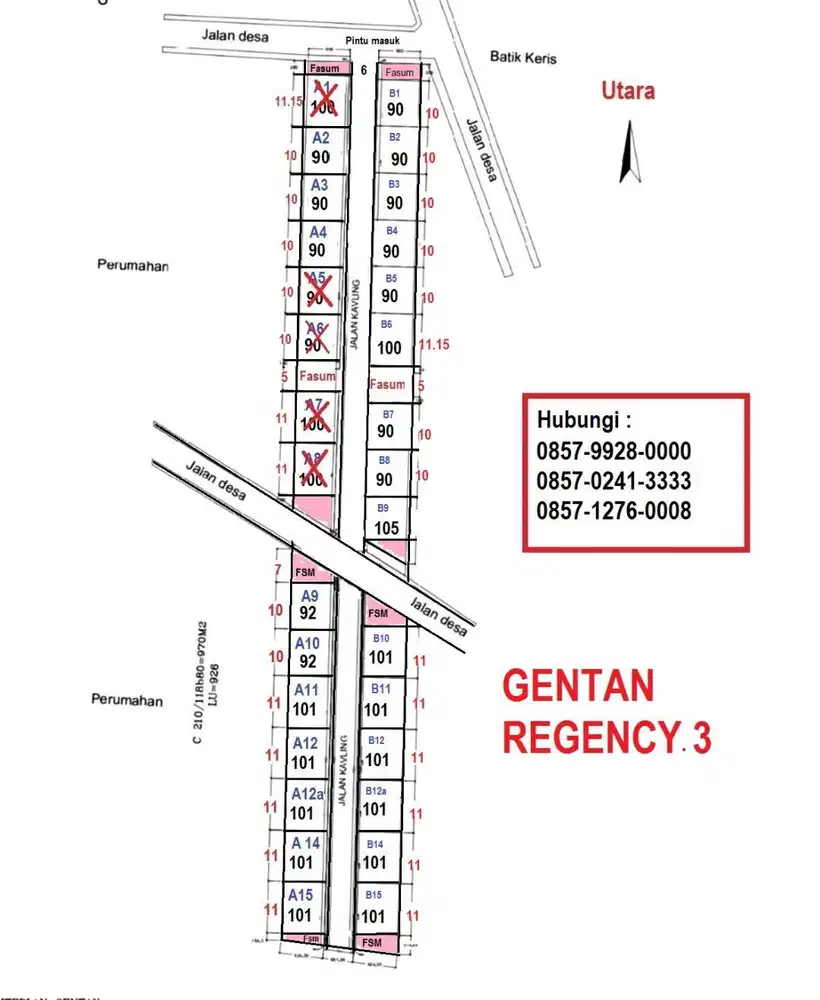 Jual Tanah Kavling / Rumah di Blkg Luwes Gentan. Bs KPR DP 0 %