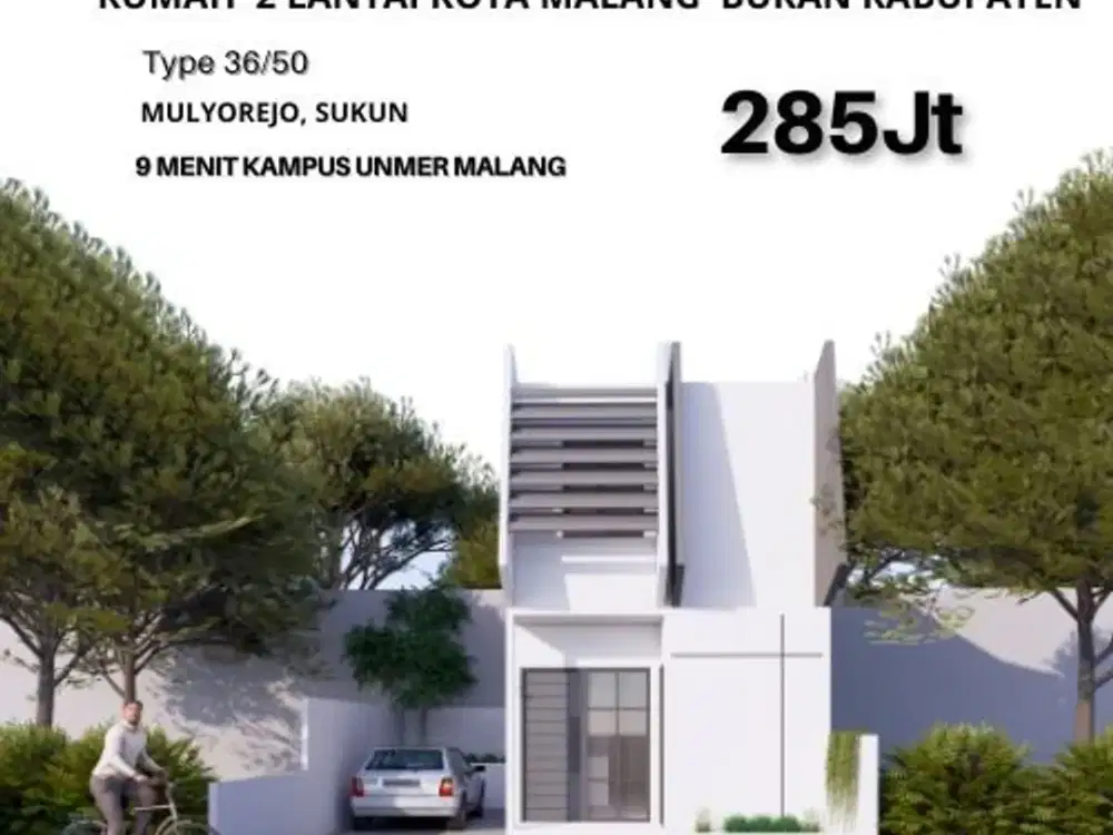 Dijual rumah 2 lantaui dengan desain moderen di sukun malang kota
