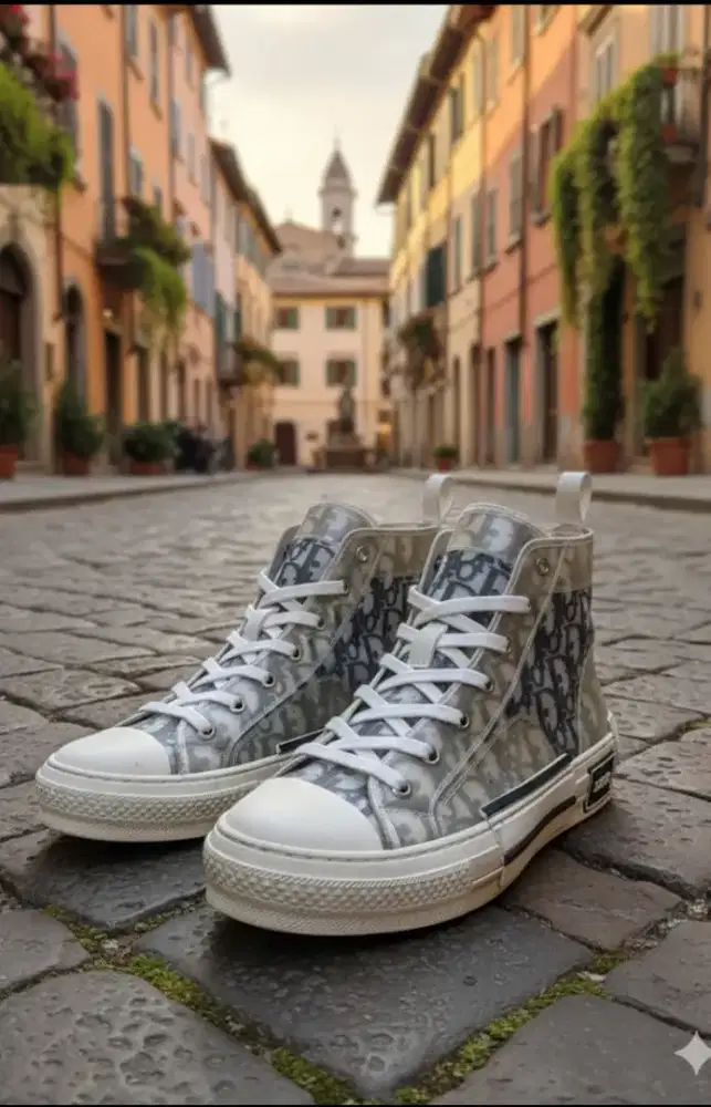 Sepatu Dior B23 High Top Sneaker Oblique Canvas  size 43 insol 27