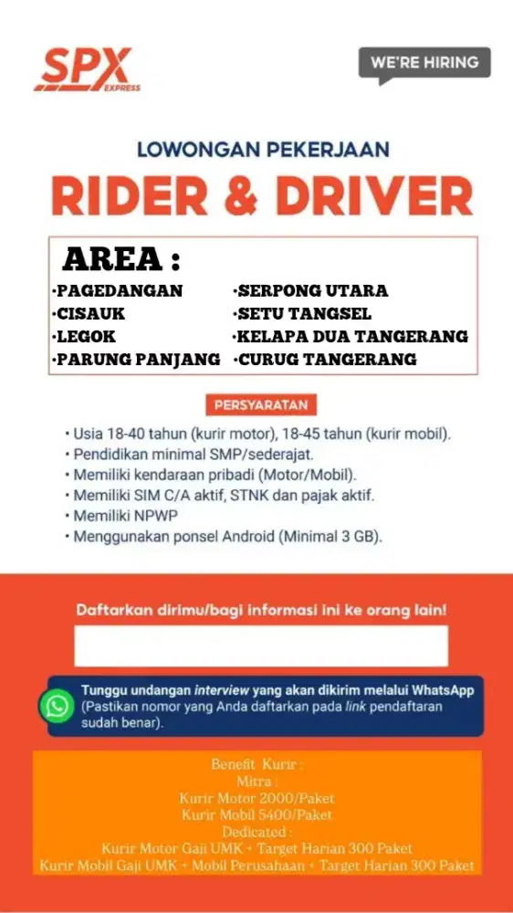 LOWONGAN KERJA KURIR PAKET SHOPEE EXPRESS