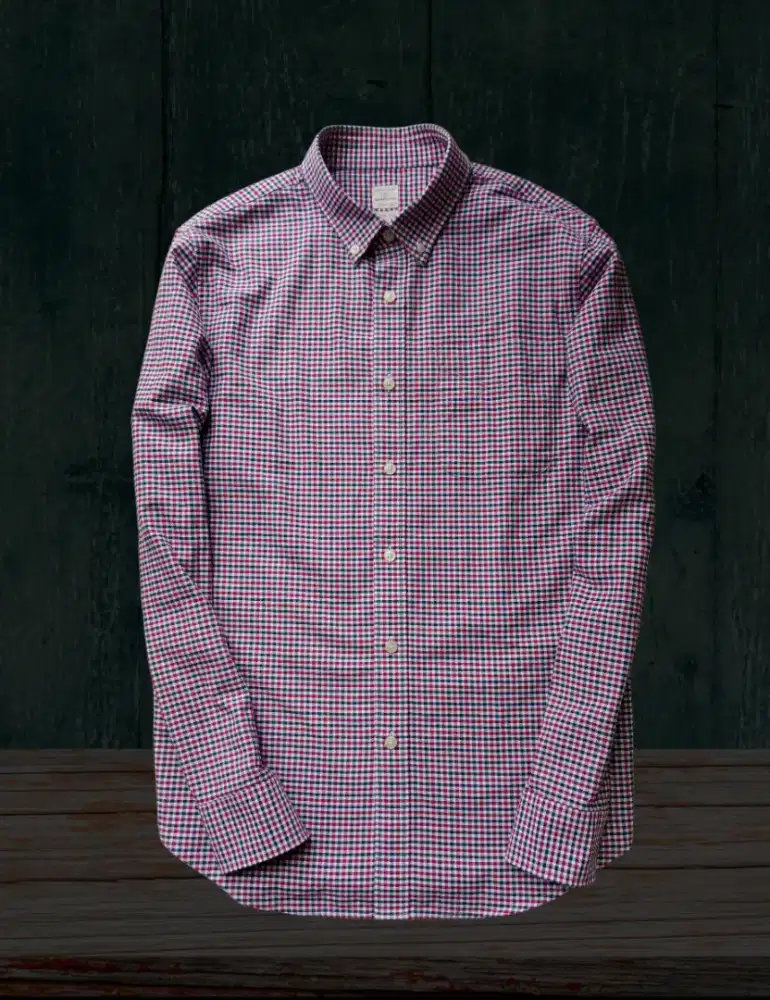 KEMEJA PANJANG GIORDANO TAKKOTAK, SIZE : M (LD106-108, P73) SLIMFIT