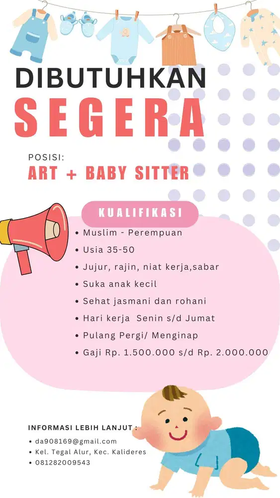 DI CARI CEPAT ART + BABY SITTER