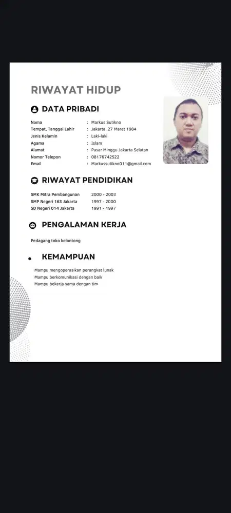 Saya sedang mencari pekerjaan secepatnya