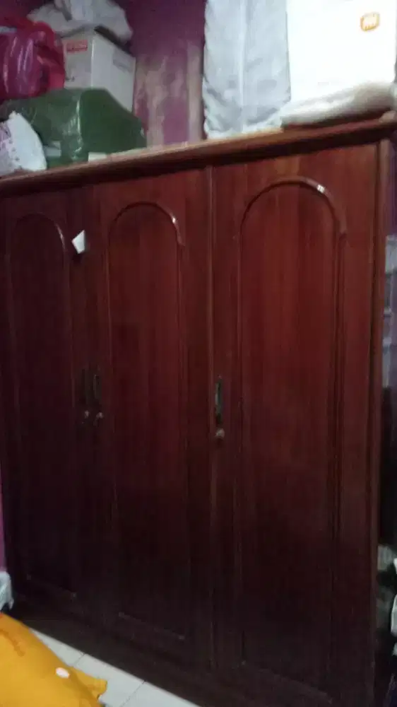 LEMARI 3 PINTU KAYU JATI ASLI