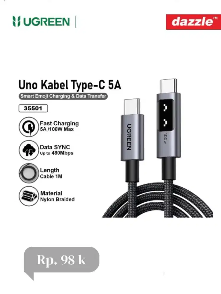 Ugreen kabel data Uno Series type C to type C 100W