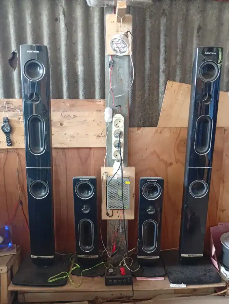 Speaker polytron + Ampli rakitan+Adaptor set