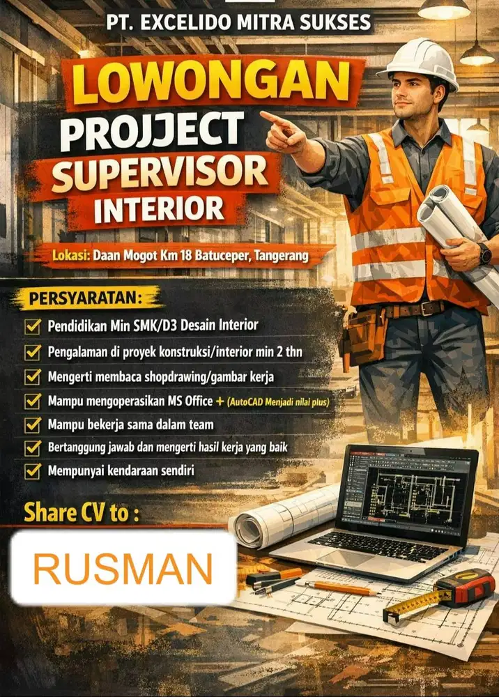 LOWONGAN PROJECT SUPERVISOR INTERIOR