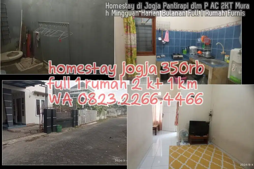 Homestay di Jogja Pantirapi dlm P AC 2KT Murah Mingguan Harian Bulanan