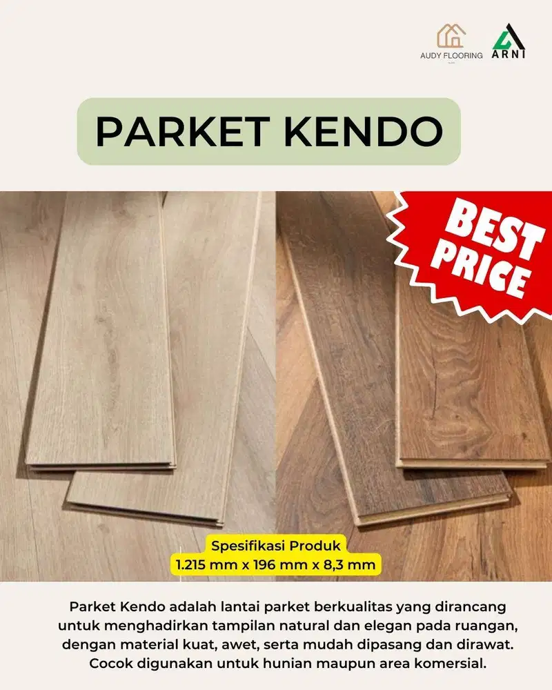 Parket Lantai Kendo tebal 8,3mm | Motif Kayu | Dekorasi lantai