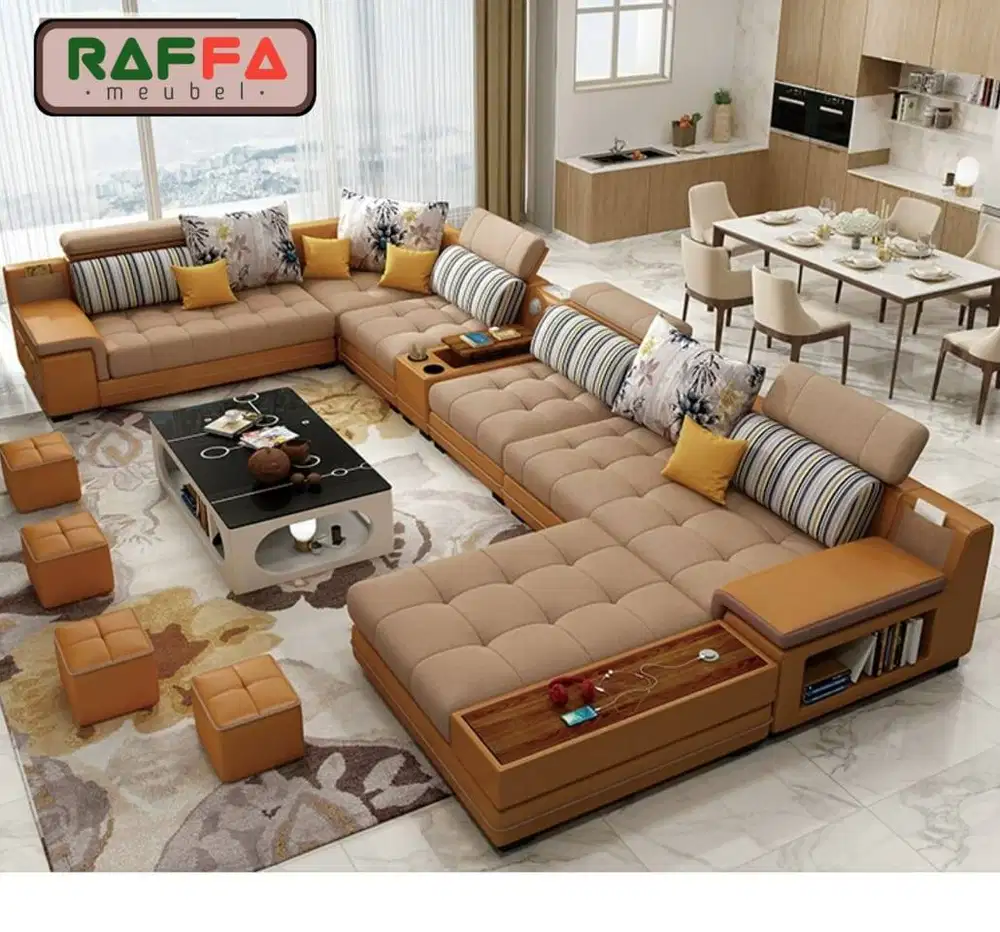 Sofa Set Ruang Tamu - Sofa Ruang Keluarga - Sofa Leter U - Sofa Modern