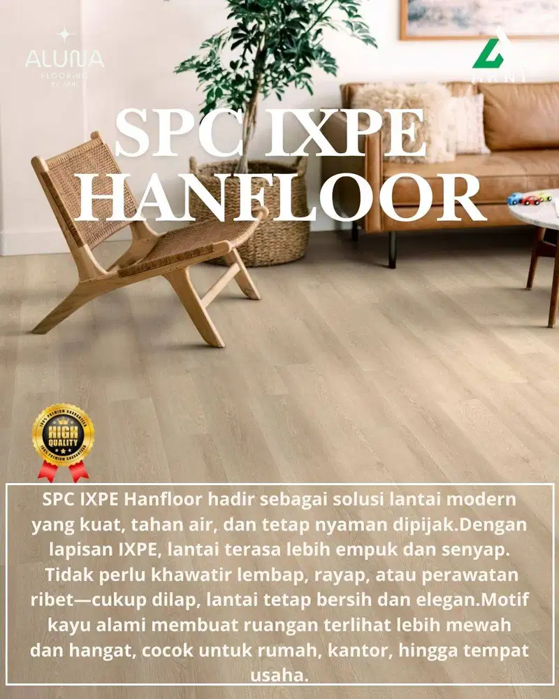 Lantai SPC Hanfloor Tebal 5mm | SPC Flooring + IXPE | Lantai SPC Kuali