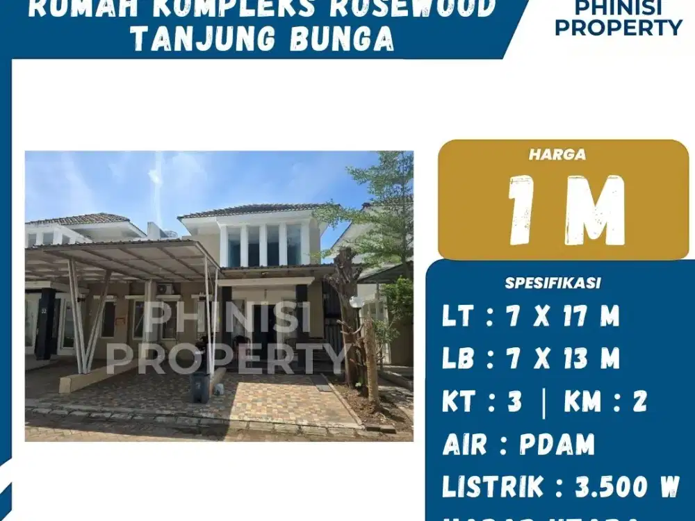 DIJUAL RUMAH KOMPLEKS ROSEWOOD – TANJUNG BUNGA, MAKASSAR