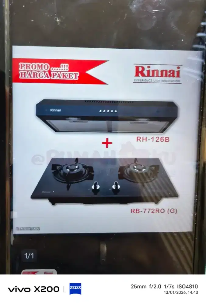 Kompor Tanam Rinnai RB772RO dan Cooker Hood RH-126B