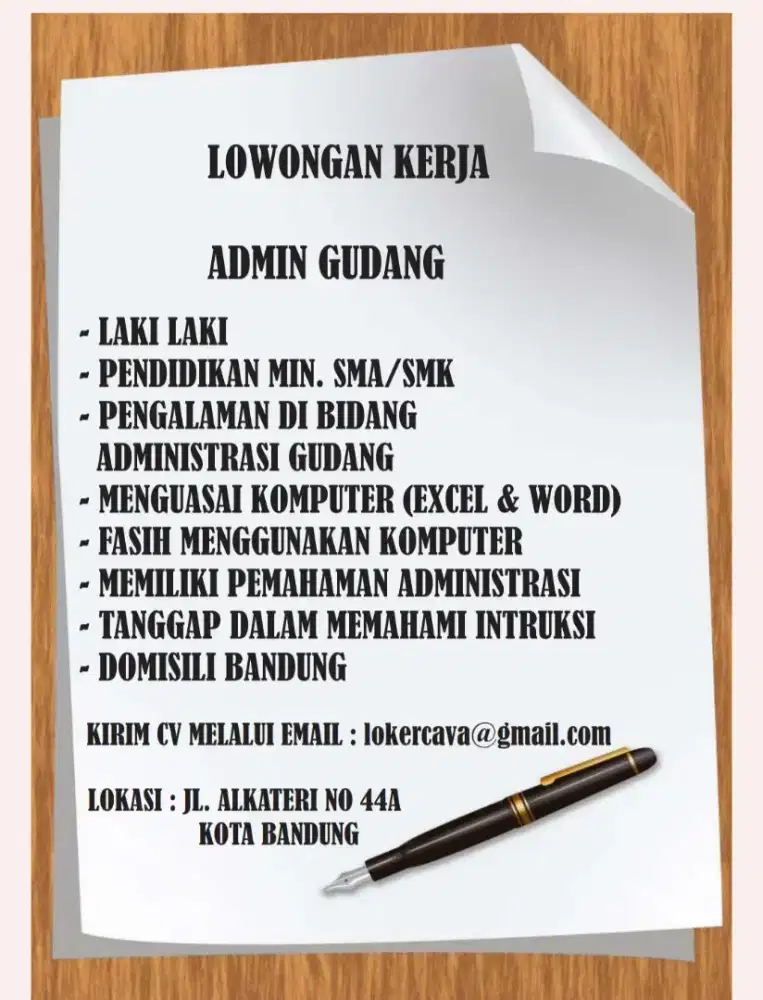 Loker Admin Gudang