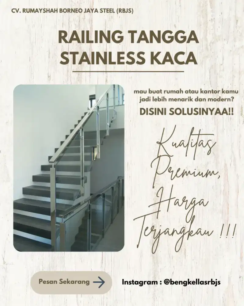 RAILING TANGGA STAINLESS KACA