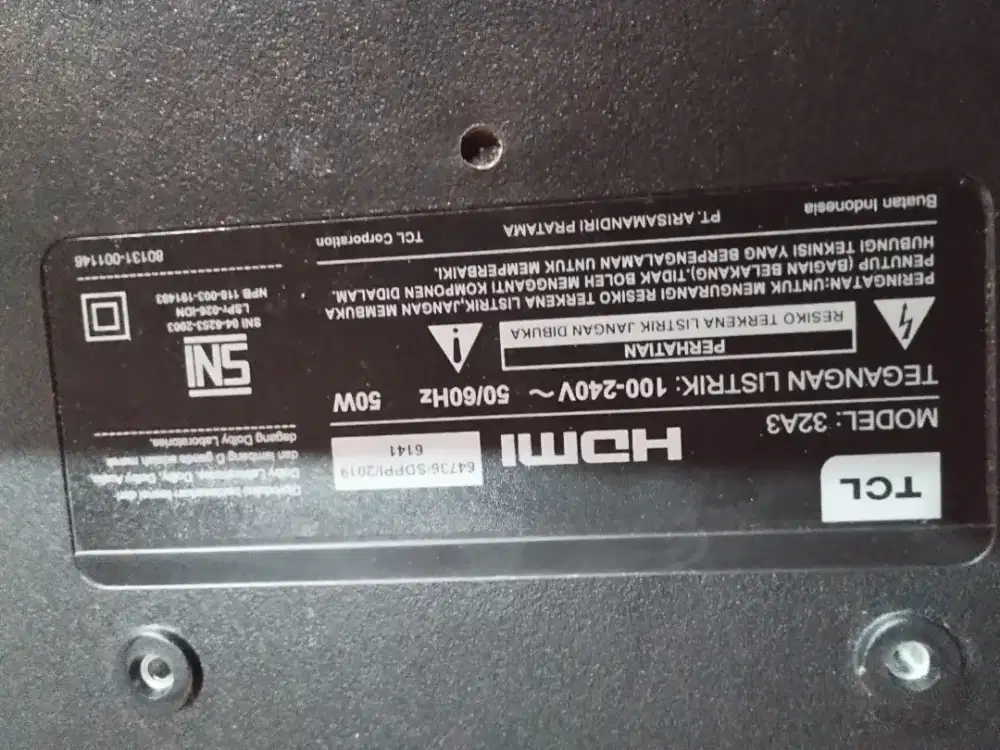 TV TCL 32 inch model 32A3