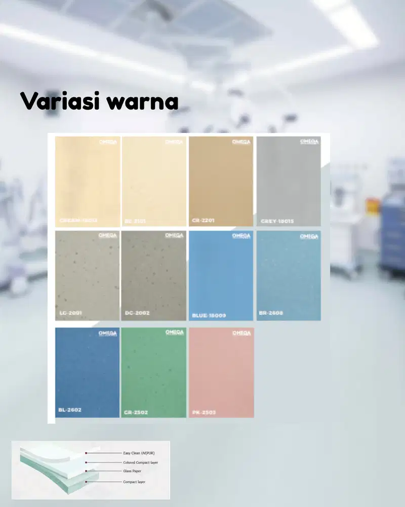 Vinyl Roll Rumah Sakit OMEGA Anti Slip & Anti Bacterial 2mm 2m x 20m