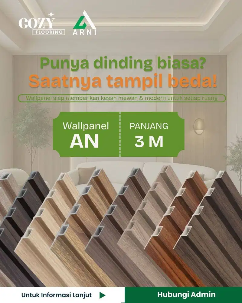 WPC Wallpanel panjang 3m | wood panel dinding indoor AN | Wallpanel