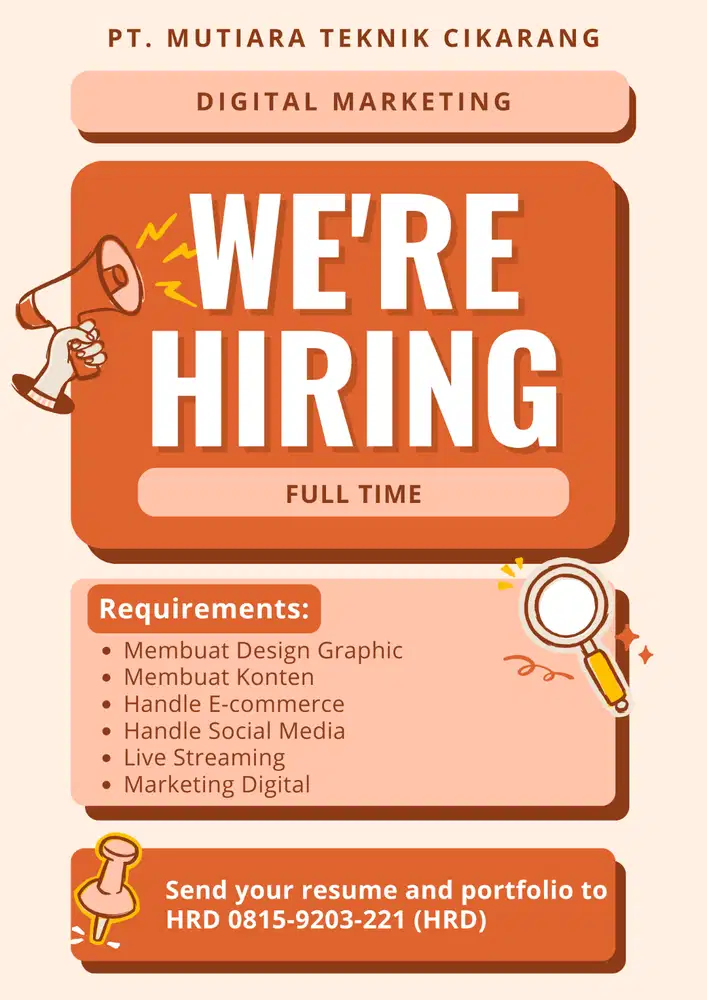 DIBUTUHKAN SEGERA ! DIGITAL MARKETING