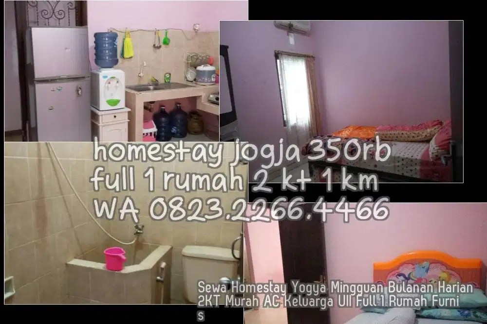 Sewa Homestay Yogya Mingguan Bulanan Harian 2KT Murah AC Keluarga UII