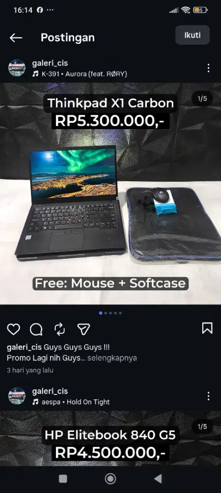 Jual Laptop Second Lenovo Thinkpad X1 Carbon