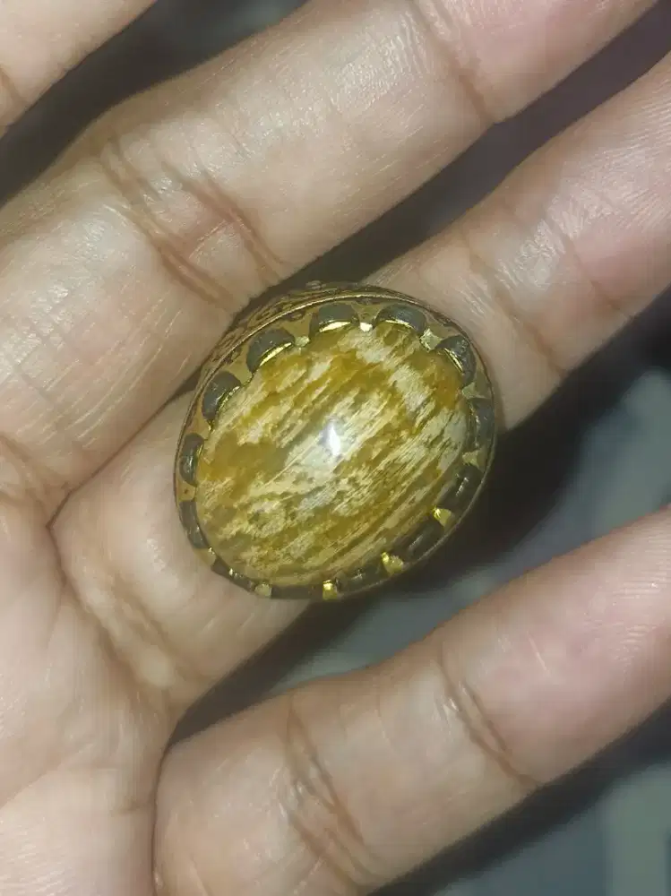 Cincin Fosil Bambu Crystal (Tembus Center) Ring 8