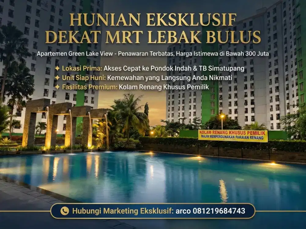 Dijual Apartemen Green Lake View | Ciputat-Tangerang Selatan