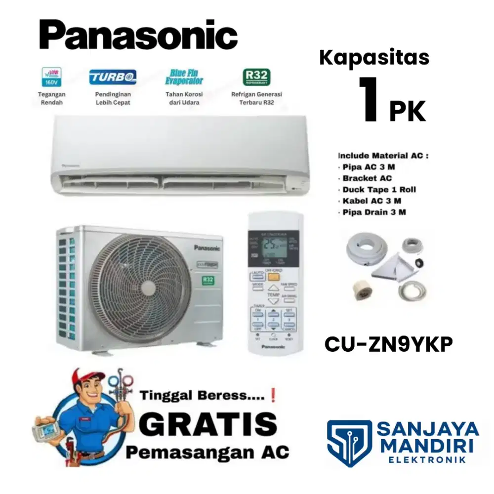 FREE PASANG! PANASONIC AC 1 PK TurboCooling CS-ZN9YKP R32 AutoClean
