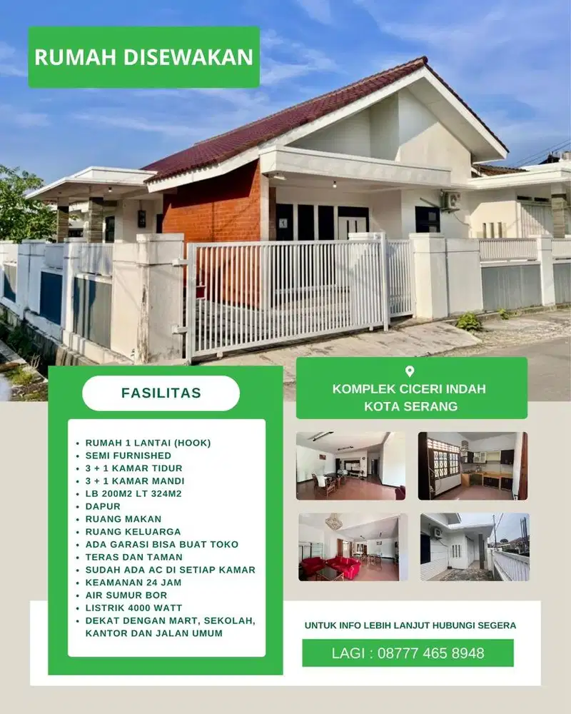 Disewakan Rumah Nyaman Strategis Kota Serang