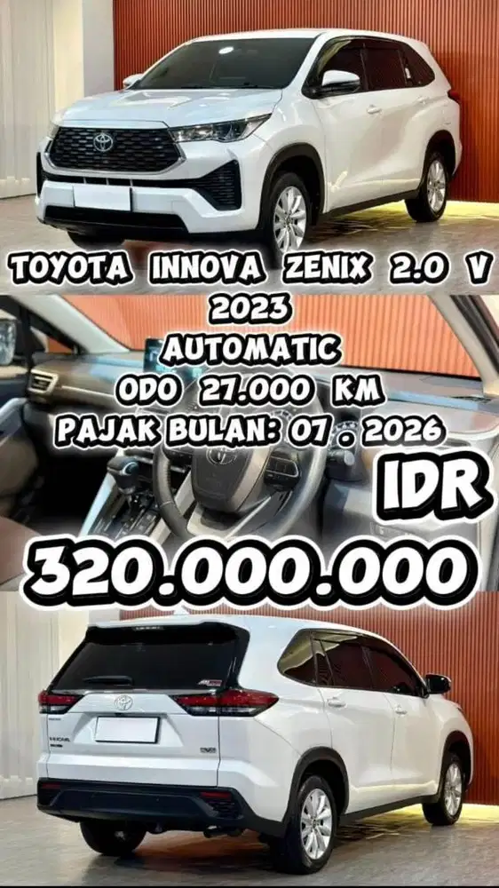 [ ODO 27.000 KM ] TOYOTA KIJANG INNOVA ZENIX V 2.0 AT 2023 SIAP PAKAI