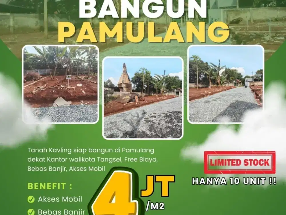 815 Tanah Kavling Murah Siap Bangun dalam Cluster, Promo Akhir Tahun di Pamulang