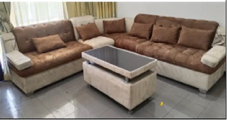 Brown Sofa Pojok coplete dengan bantal