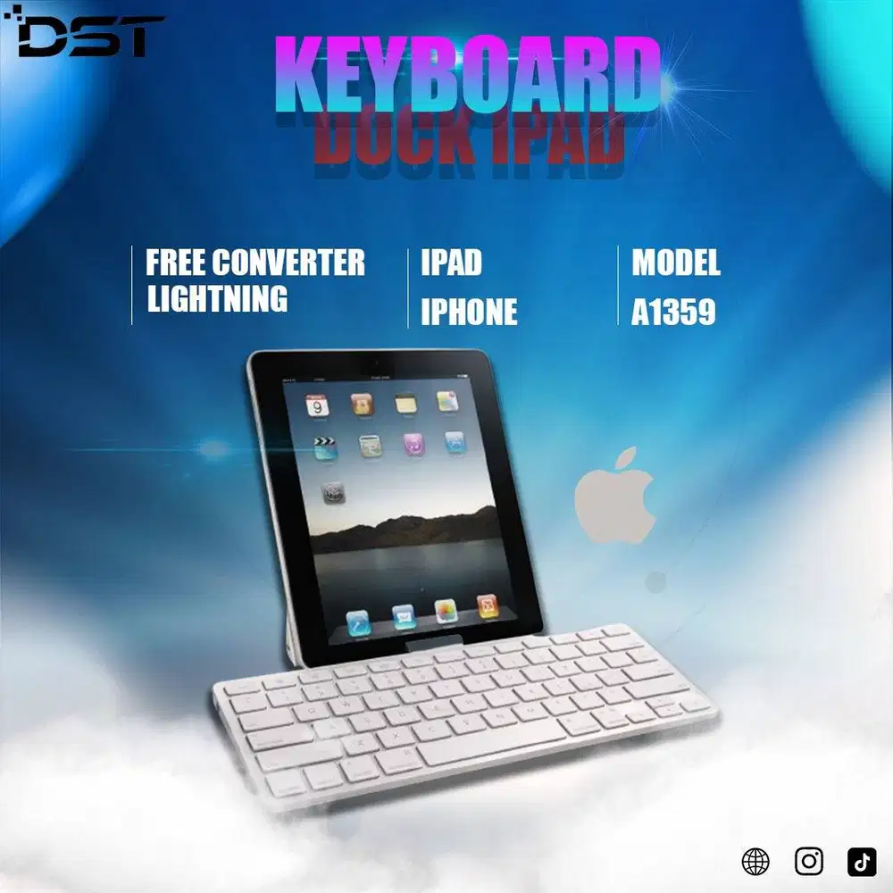 Keyboard Dock for IPAD Model A1359 Bonus Converter Lightning to 30-Pin