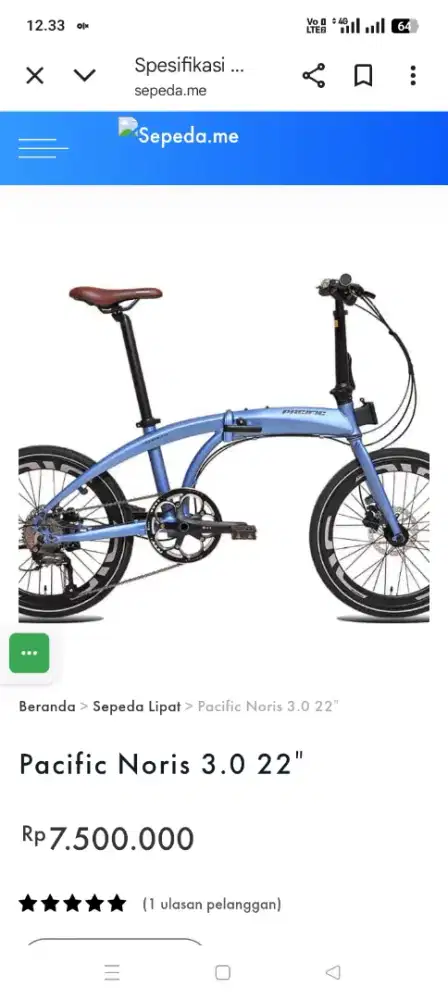 Sepeda lipat PACIFIC NORIS 3.0 tinggal gowes