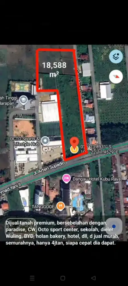 Tanah luas tepi jalan arteri supadio ayani 2 pontianak