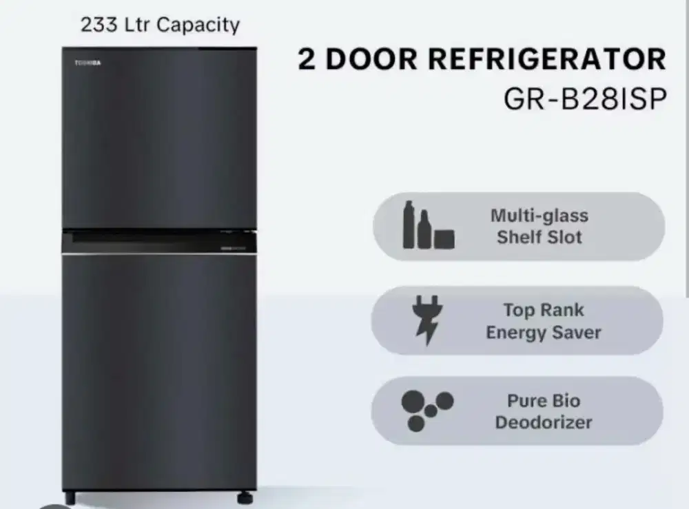kulkas merk Toshiba 2 pintu model GR-B28ISP like new
