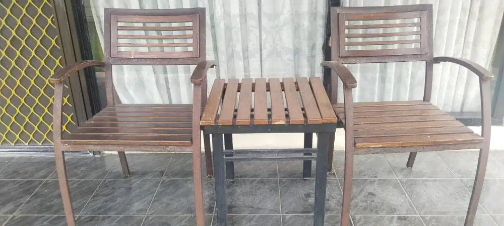Meja kursi Taman Besi kombinasi kayu/ Set.