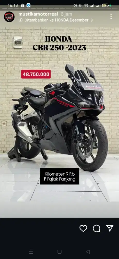 Sport Terlaris! Honda CBR250RR Black Freedom 2023