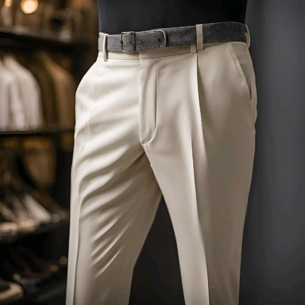 Celana Bahan Panjang Warna Cream Regular Ukuran 40